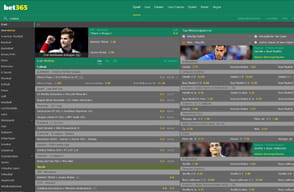 Die Webeseite mit den Sportwetten von bet365.