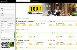 Die Webseite mit den Sportwetten von CASHPOINT. 