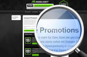 Das Bonus Angebot für Neukunden auf der Webseite von Mobilebet.