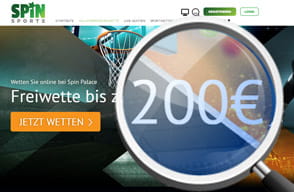 Das Bonus Angebot für Neukunden auf der Webseite von Spin Palace Sports. 