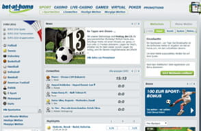 Die bet-at-home Homepage mit Wettangebot