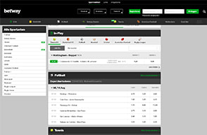 Die Wettauswahl auf der Webseite von Betway