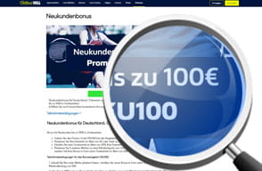 Das Bonus Angebot für Neukunden auf der Webseite von William Hill. 