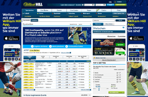 Die Webseite mit den Sportwetten von William Hill.